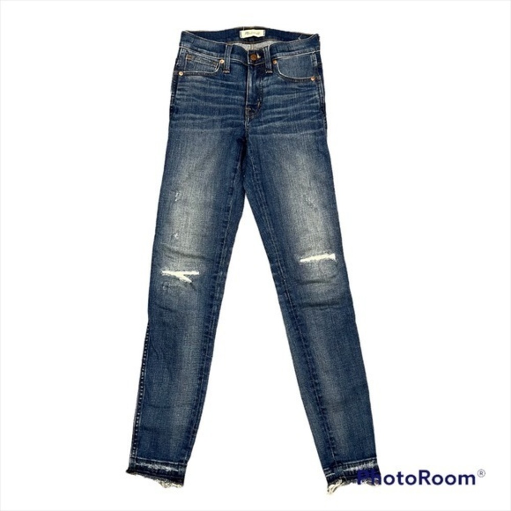 Madewell 9" Mid-Rise Skinny Jeans in York Wash: Rip and Repair Edition size 25T